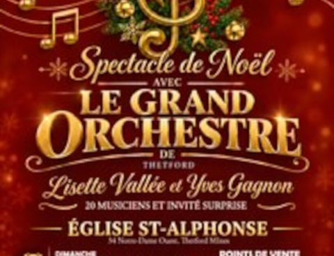 Poster: Spectacle de Noël avec le Grand Orchestre, Lisette Vallée et Yves Gagnon
